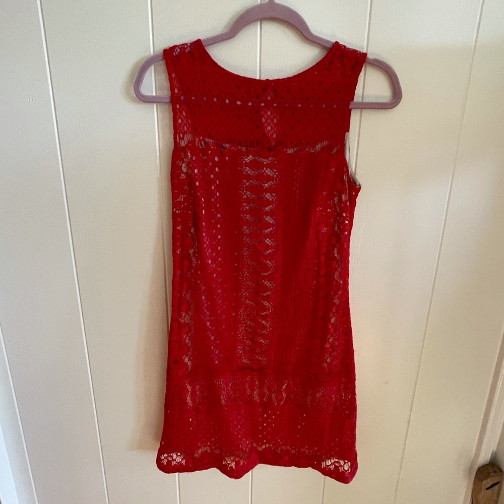 Jax size 4 red and gold lace dress